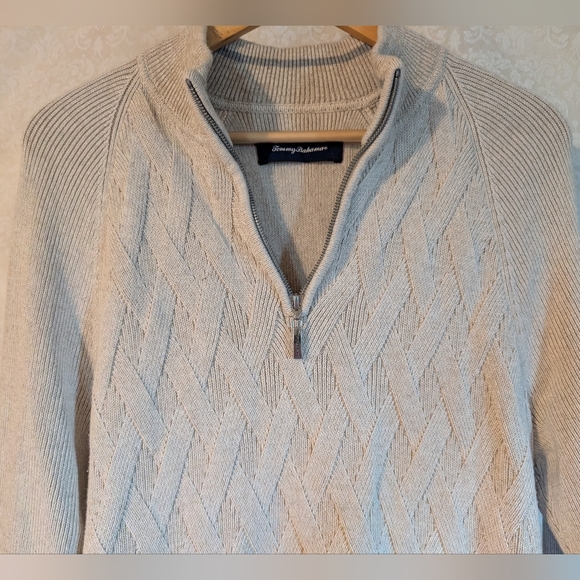 Tommy Bahama Quarter Zip Sweater Medium Cotton - Picture 6 of 15